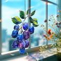 Blaubeere Acryl Suncatcher – Fensterhängedekor mit grünen Blättern, Obst-Design für Küche und Garten
