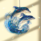 Acryl Suncatcher Ozeanwelle Buntglas Stil Blau Meer Fenster Panel Küsten Dekor