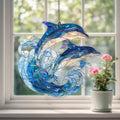 Acryl Suncatcher Ozeanwelle Buntglas Stil Blau Meer Fenster Panel Küsten Dekor