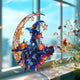 Acryl Suncatcher Hexe auf Halbmond, Faux Glasmalerei Kürbis Fensterschmuck, Gruselige Niedliche Herbst Wohnkultur