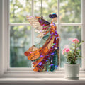 Acryl-Sonnenfänger, Glas-Schutzengel Fensterschmuck, spirituelle geflügelte Figur Wandkunst in warmen Erdtönen