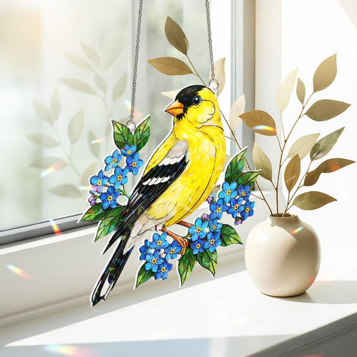 Acryl Hologramm Sonnenfänger Vogel Fensterbild Gelb Stieglitz 3 Zoll bis 12 Zoll