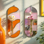 Wandvase aus Glasmalerei, rosa Spiegel-Schachbrett, handgefertigte Vermehrungsstation, Gartendekoration, Pflanzendekoration