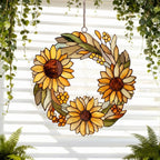 Sonnenblumen-Sonnenfänger, kranzförmiger Acryl-Fensterdekor, florales Ornament