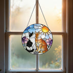 Glas Sonnenfänger Katzenpaar Tuxedo Orange, rund, hängende Dekoration, 10-30 cm