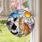 Glas Sonnenfänger Katzenpaar Tuxedo Orange, rund, hängende Dekoration, 10-30 cm