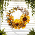 Sonnenblumen-Sonnenfänger, kranzförmiger Acryl-Fensterdekor, florales Ornament