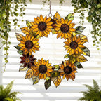 Sonnenblumen-Sonnenfänger, kranzförmiger Acryl-Fensterdekor, florales Ornament