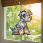 Schnauzer-Sonnenfänger mit Schmetterling, Fensterhänger, Haustier-Gedenkkunst, Acrylglas