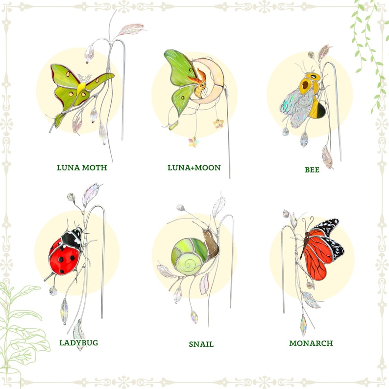 Eisvogel Buntglas Pflanzenstecker - Kristall Sonnenfänger Gartenstecker - Handgefertigt 4x6,5 Zoll