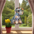 Schnauzer-Sonnenfänger mit Schmetterling, Fensterhänger, Haustier-Gedenkkunst, Acrylglas