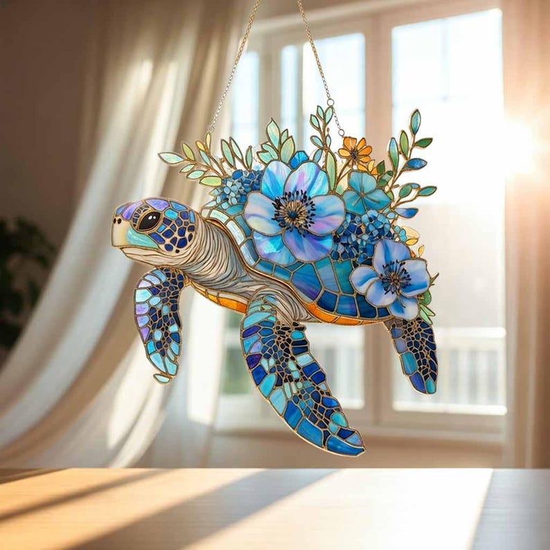 Meeresschildkröte Suncatcher Fensterbehang Acryl Ozean Tier Dekoration