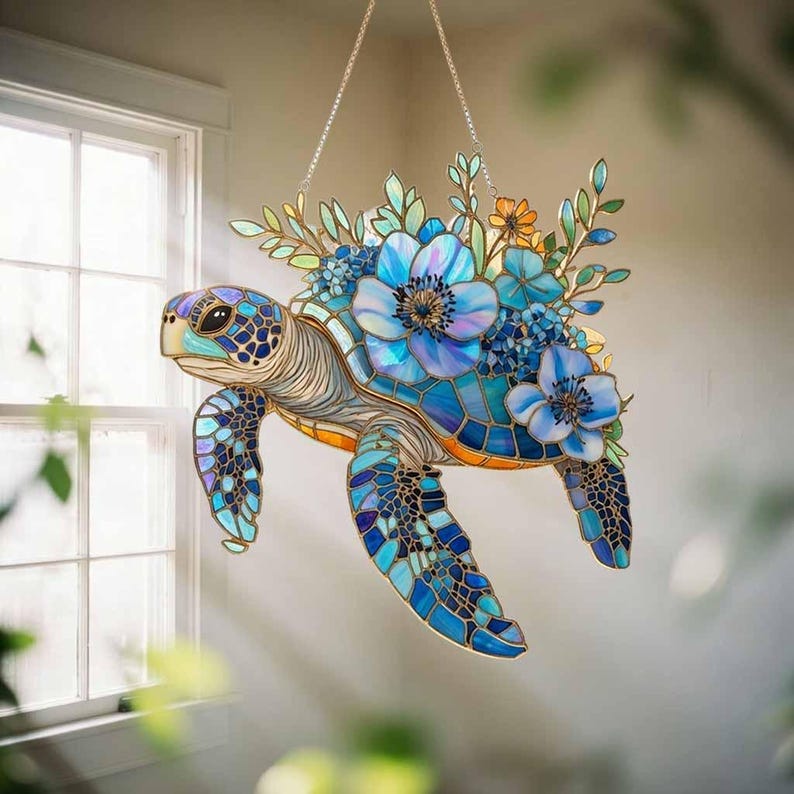 Meeresschildkröte Suncatcher Fensterbehang Acryl Ozean Tier Dekoration