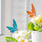 Glasmalerei Schmetterlings Pflanzenstecker Bunt Frühlings Dekor