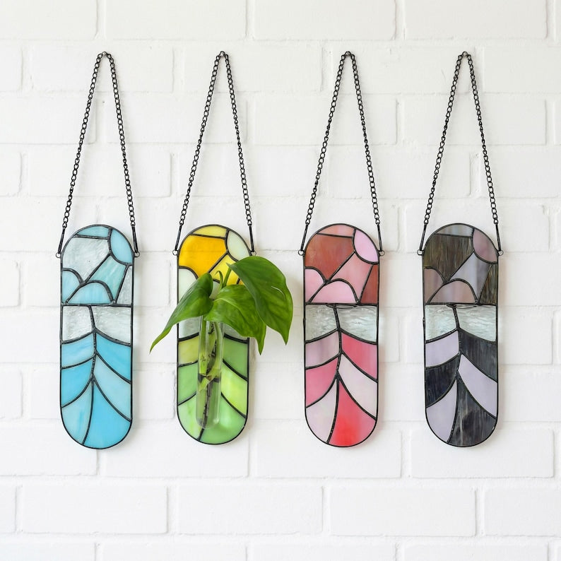 Glasmalerei-Pflanzenvermehrung, hängender Übertopf, Hydrokultur-Wandvase, Reagenzglas, botanische Dekoration