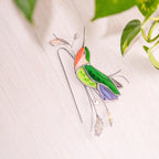 Handgefertigter Glas-Kolibri-Pflanzenstecker mit Kristallen, 4 x 6,5 Zoll, Gartendekoration
