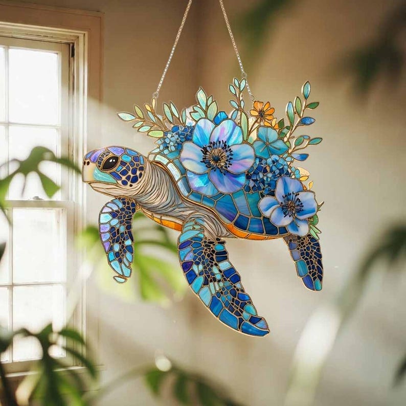 Meeresschildkröte Suncatcher Fensterbehang Acryl Ozean Tier Dekoration