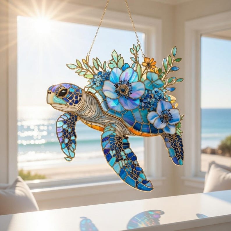 Meeresschildkröte Suncatcher Fensterbehang Acryl Ozean Tier Dekoration