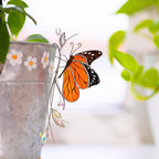 Monarch Kristall Sonnenfänger Pflanzenstecker - Buntglas Schmetterling
