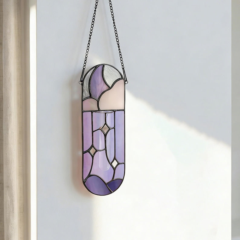 Mond Glasmalerei-Vermehrungsstation, hängende Knospenvase, Suncatcher, Luftpflanzenhalter