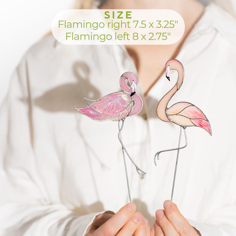 Glas Flamingo Pflanzenstecker Romantisches Gartendekor Handbemalt Rosa