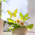 Pilzhaus und Schmetterling Set Stained Glass Plant Stakes Suncatcher Fairy Garden Decor