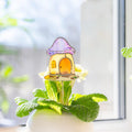 Gnom und Pilz Haus Plant Stakes Stained Glass Suncatcher Set
