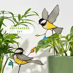 Glas Kolibri Pflanzenstecker Set Indoor Blumendekoration Handbemalt