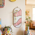 Buntglas-Wandvase Orange-Pink Welle, Tiffany-Kupferfolie, mit Reagenzglas | Vermehrungsstation, Wanddekor