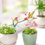 Glas Kolibri Pflanzenstecker Set Indoor Blumendekoration Handbemalt