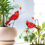 Handbemalter roter Glasvogel für Pflanzenarrangement und Wohnkultur