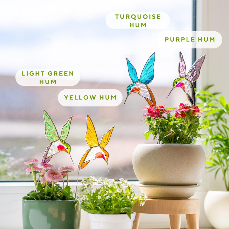 Glasmalerei Plant Stakes Kolibri Suncatcher Vogeluhr