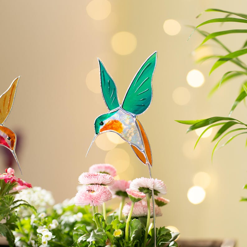 Glasmalerei Plant Stakes Kolibri Suncatcher Vogeluhr