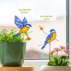 Glasmalerei-Pflanzeneinsatz Vogelbeobachter