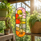 Handgefertigter Buntglas-Hängetopf, Innen-Wandpflanzer mit Reagenzglas-Vase, für Luftpflanzen, 18-25cm
