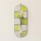 Buntglas-Wandvase, lindgrüner Spiegel, Schachbrett, Vermehrungsstation, Gartenkunst Pflanzendekor