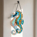Seepferdchen Glasmalerei Suncatcher, Ozean Fensterbehang, Küstenglas Wanddekoration, Strandhaus Dekor, 4-12 Zoll