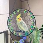 Nymphensittich Suncatcher, Glasmalerei-Gedenkfenster, Vogel-Liebhaber Geschenk, handgefertigt