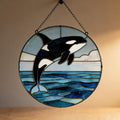 Runder Orca Sonnenfänger aus Glas – Fensterschmuck, Ozean Deko, Küsten & Nautische Dekoration