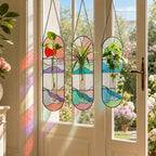 Hängende Glas-Vermehrungsvase Suncatcher, Fensterdeko, handgefertigter Pflanzenhalter, 3 Designs