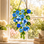 Blauer Vergissmeinnicht-Sonnenfänger aus bedrucktem Acrylglas, Fensterdekoration, Gartendekoration