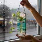 Hängende Pflanzenvase mit Ozeanwellen-Design, Glasvermehrungsstation, hydroponischer Pflanzenhalter, Küstenfensterdekor, 17-26 cm