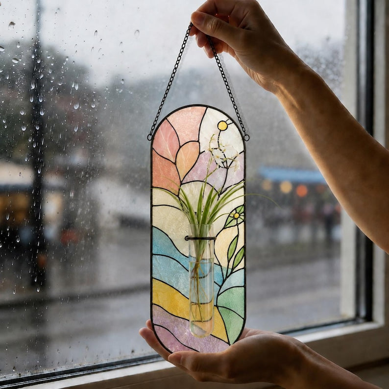 Pastell Pflanzenvermehrungsstation Hängend, Glaskolben Hydrokultur, Fensterdekor