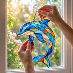 Acryl Delfin-Sonnenfänger, Wandbehang Buntglasoptik, maritimes Kunstdekor, 10-45 cm