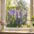 Glyzinien Suncatcher Acryl Fensterbehang Faux Buntglas Lila Blume Dekor