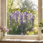 Glyzinien Suncatcher Acryl Fensterbehang Faux Buntglas Lila Blume Dekor