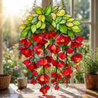 Roter Acryl-Sonnenfänger mit Blumenmuster, 10–45 cm, Deko-Aufhänger für Fenster
