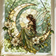 Acryl-Sonnenfänger Mondfee, Halbmond-Feenfensterhänger, Fantasie-Feenornament, Cottagecore-Dekoration