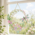 Acryl Sonnenfänger Libelle mit floralem Muster, Fensterhänger Maiglöckchen-Imitation